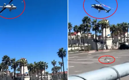 ABD’de şok olay! Helikopter bir anda insanların arasına düştü