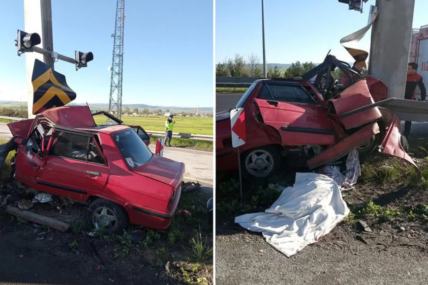 Bolu’da Korkunç Kaza: Tabela Direğine Çarpan Otomobilde 2 Ölü, 1 Çocuk Ağır Yaralı